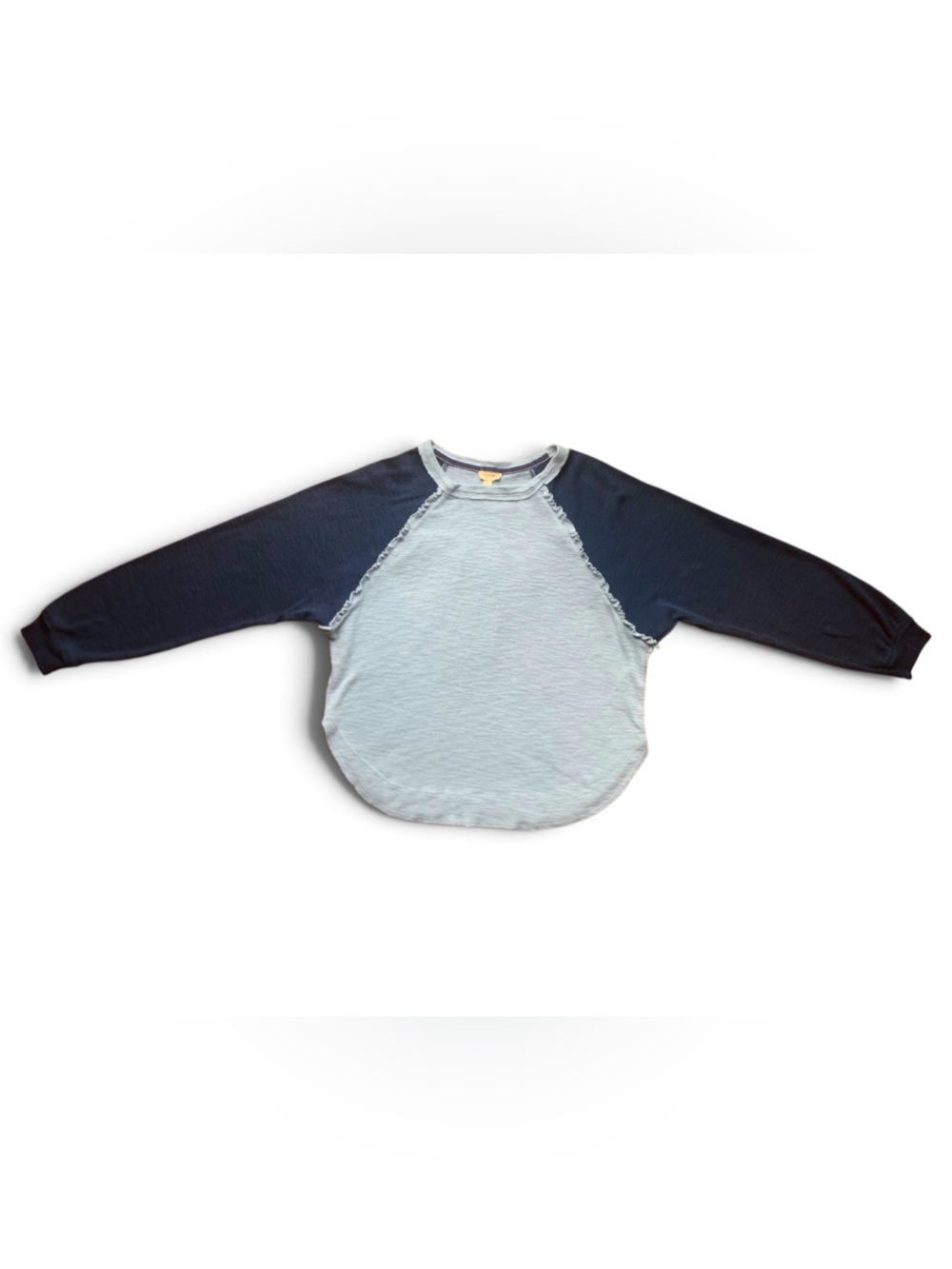 Pilcro Ruffled Raglan Thermal Top Blue Colorblock Layering Size Small - Picture 4 of 8
